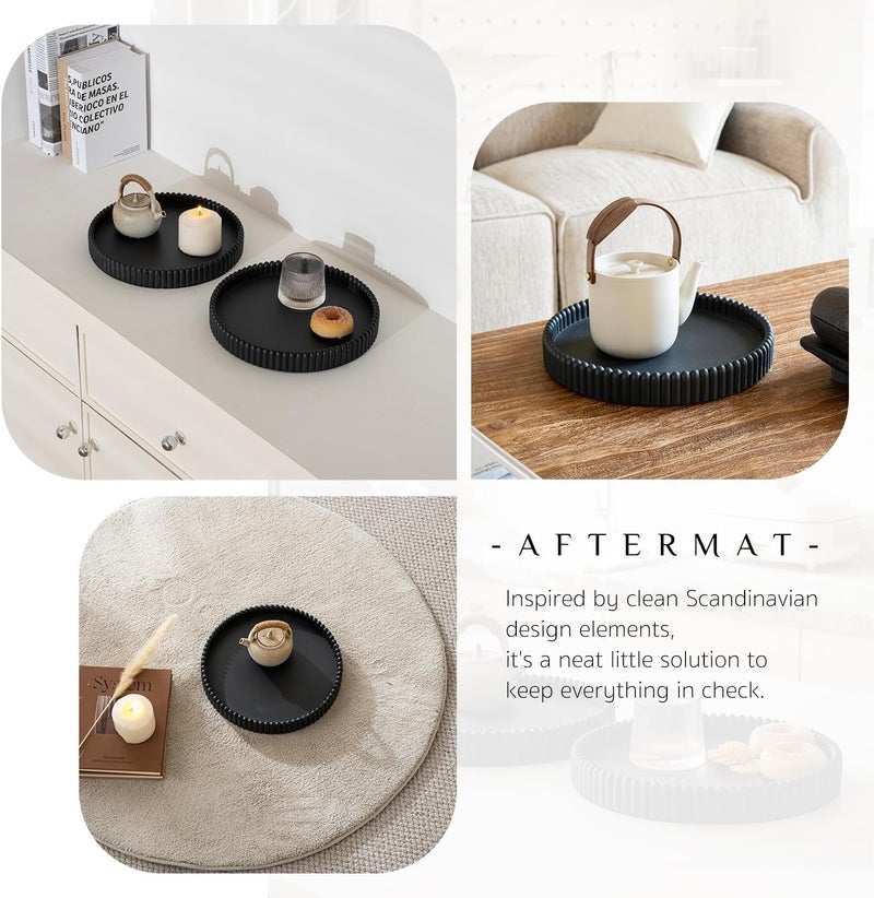 Aftermat Coffee Table Tray, Home Decor Round Tray, Concrete Black Coffee Table Decor Trays, Serving Decorative Trays for Dining Table - Image 5